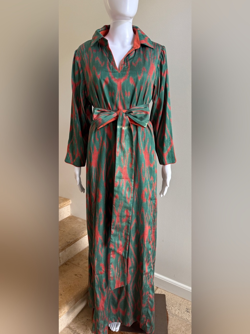 IBU MOVEMENT Ikat-Print Shirt Maxi Dress, Size XL - Picture 2 of 6